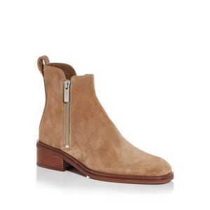 PHILLIP LIN Womens Beige Alexa Square Toe Stacked Heel Leather Booties 41